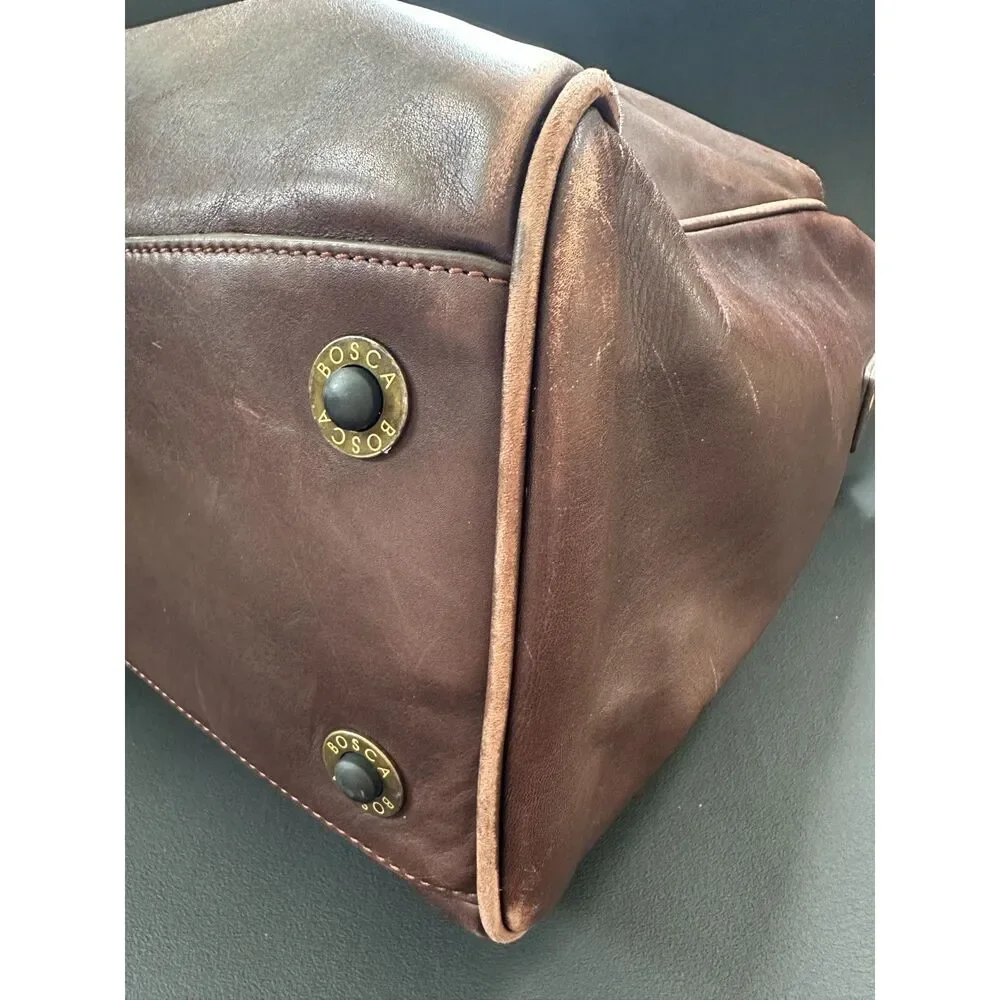 Bosca Brown Italian Leather Briefcase Men's Messenger Bag Tote Laptop Satchel